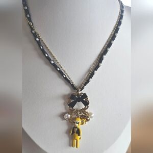 VTG Betsy Johnson Yellow Closet Monkey Necklace
